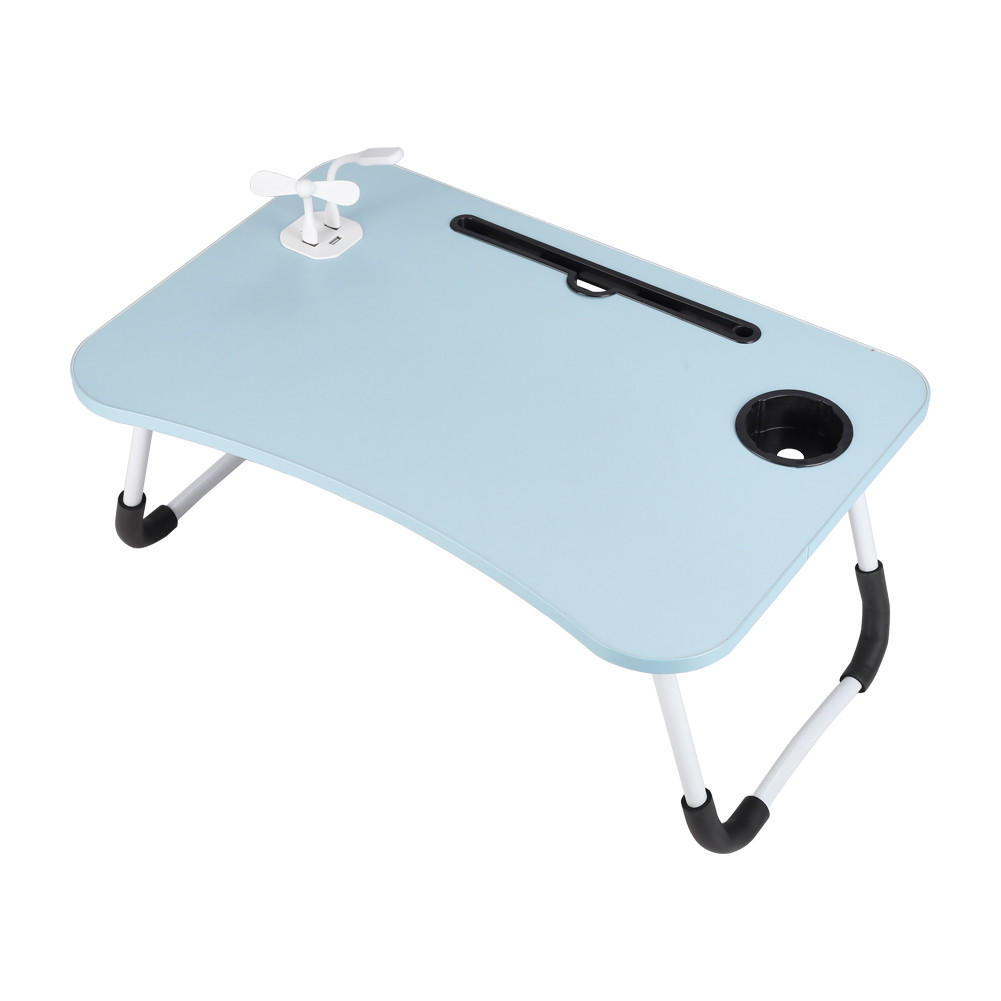 LAPTOPTISCH Klappbarer mit USB-Anschlüssen für Bett und Couch in Hellblau - Blau, Metall (40/60/28cm) - Livingandhome