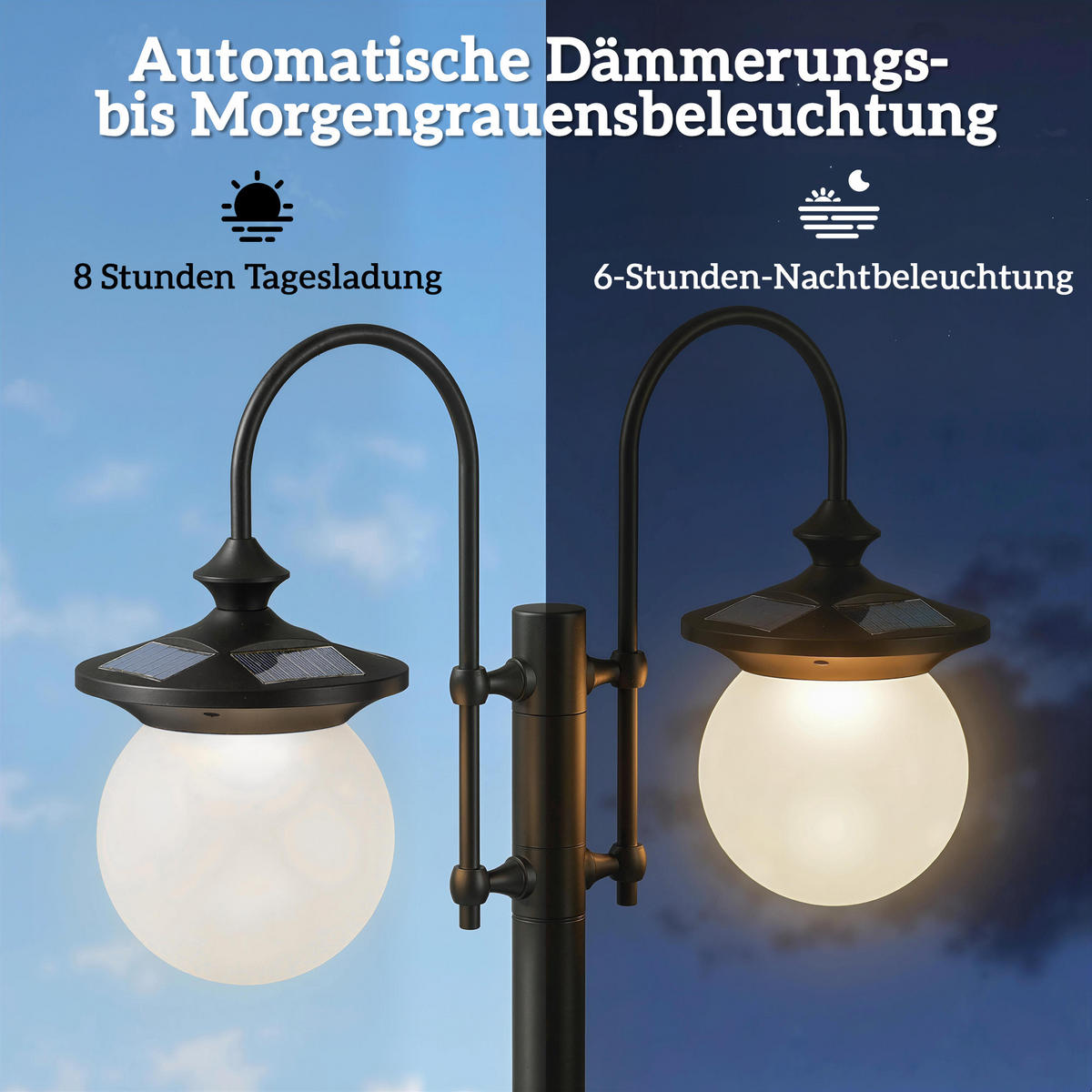 SOLARLATERNE ABS Edelstahl Schwarz - Schwarz, Metall (53.5/30/182cm) - Outsunny