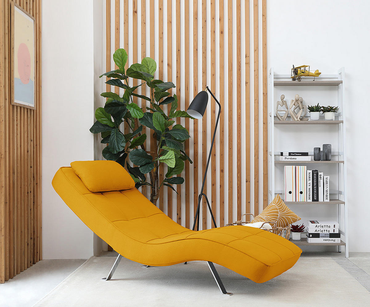 RELAXLIEGE - Chromfarben/Gelb, Textil (70/80/170cm) - home24