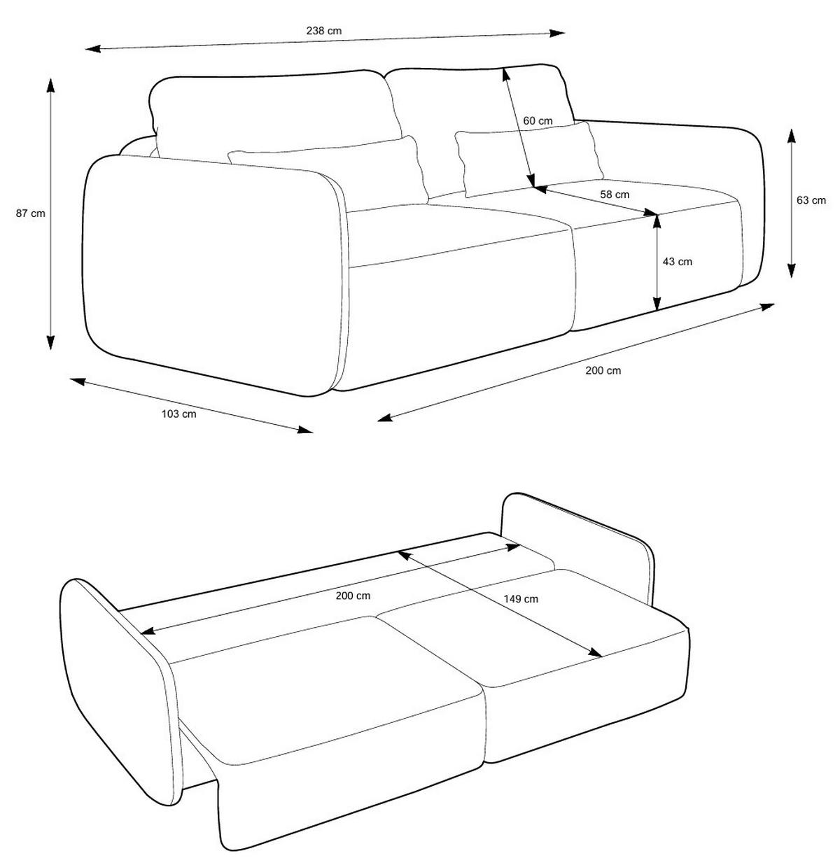 SCHLAFSOFA 240 cm Lumina, Chenille, Bettkasten, Hellgrau - Hellgrau, Holz (238/87/103cm) - Emporius