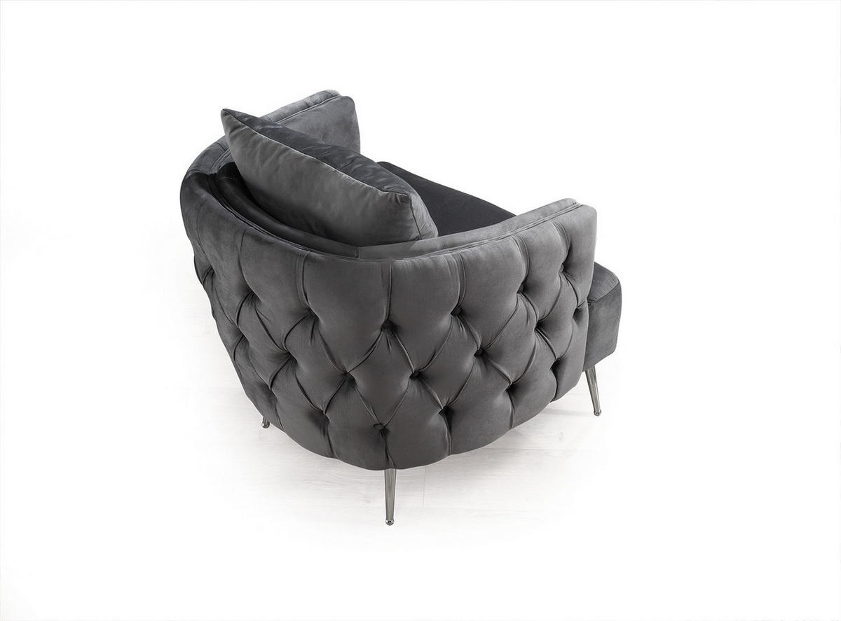 SITZGARNITUR Roma Grau Stellvariante:3+3+1 - Grau, Holz (240/81/103cm) - Villa Möbel