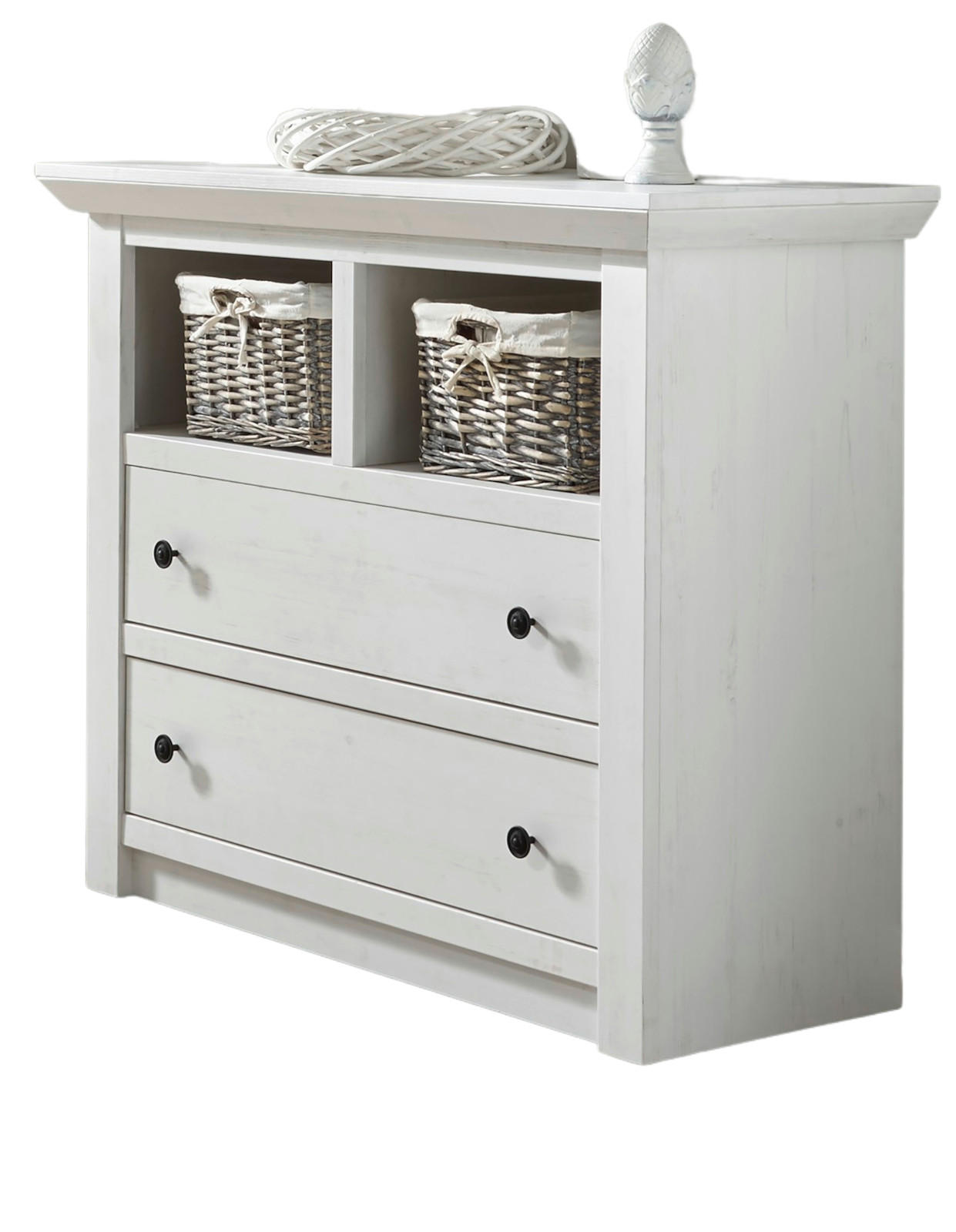 KOMMODE Hooge in Pinie weiß 105 x 90 cm - Weiß, Holzwerkstoff/Metall (105/90/45cm) - Furn.Design