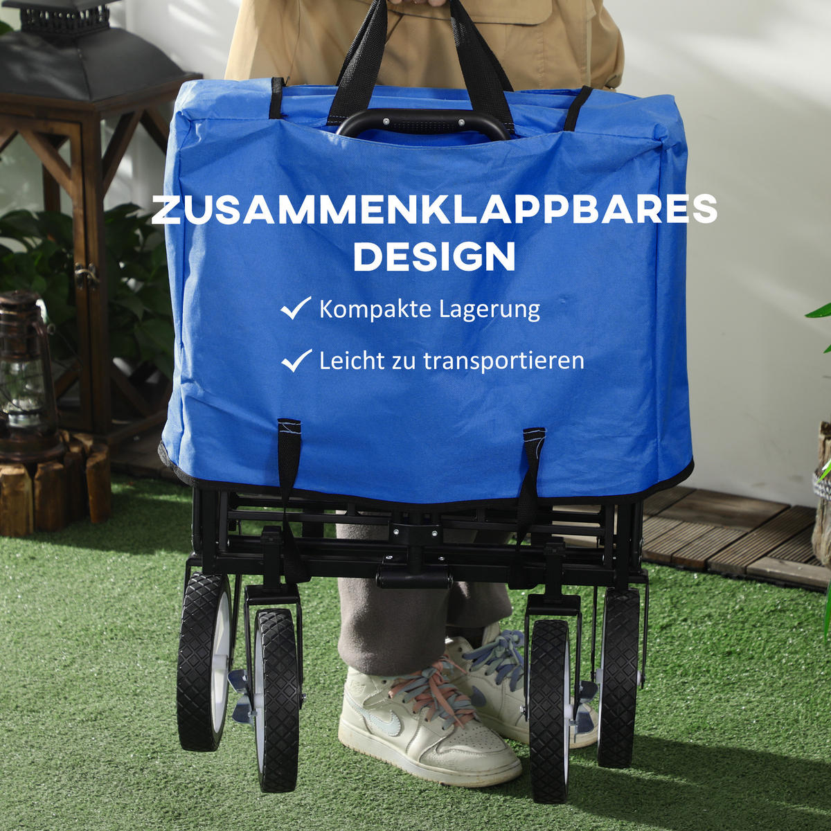 BOLLERWAGEN klappbar 93x49x75 cm Oxford - Dunkelblau, Metall (93/100/49cm) - Fortuna Lai