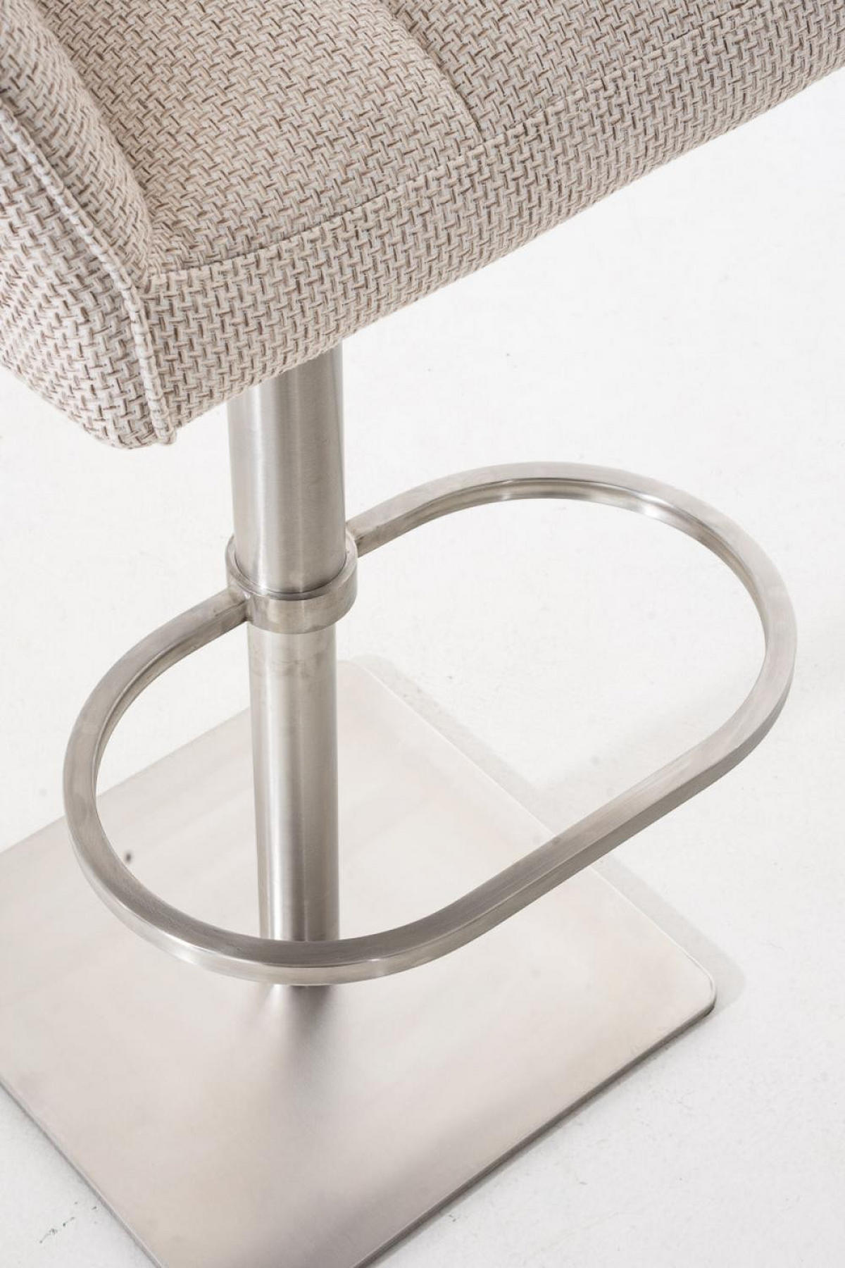 BARHOCKER Stoff Elfenbein - Edelstahlfarben/Creme, Textil/Metall (64/88/45cm) - CLP