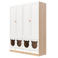KINDER KLEIDERSCHRANK 160x50x200cm Weiß + Natur 2-teilig mit Katzenbett - Multicolor, Holz (50/200/80cm) - FLIEKS