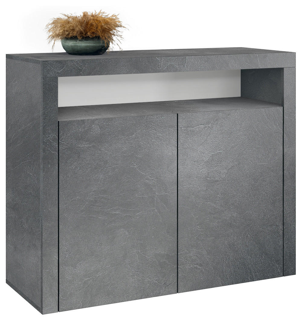 KOMMODE Denver Schiefer - Schieferfarben, Holzwerkstoff (107/88/35cm) - Vladon