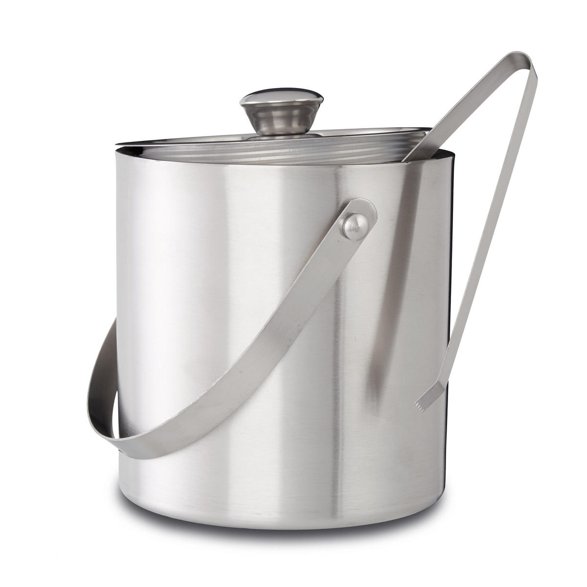 EISEIMER Silber Edelstahl 1,5 l mit Eiszange - Silberfarben, Metall (13/17cm) - Relaxdays