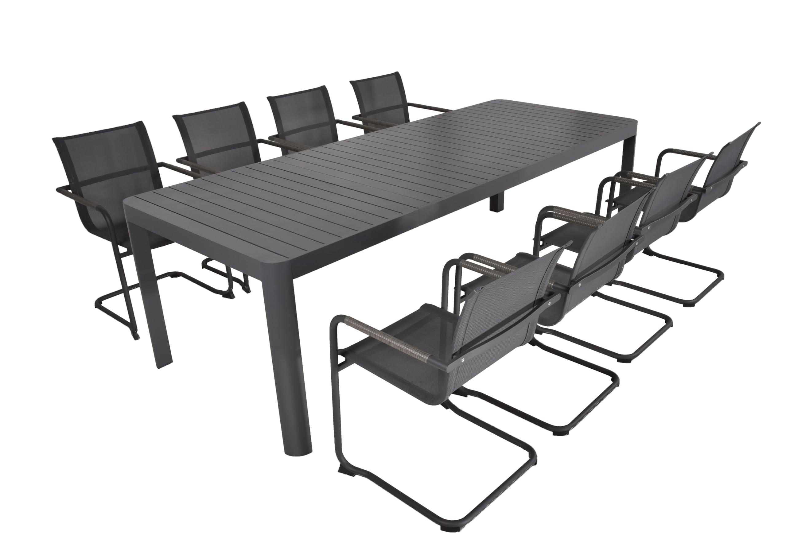 GARTEN-SITZGRUPPE Bjarne 9-teilig Gartenmöbel-Set - Grau, Kunststoff - DELUKE