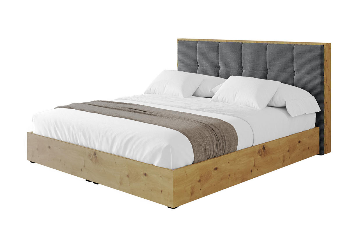 POLSTERBETT mit Bettkasten und Lattenrost, Boxbett ohne Matratze - ENZO7 140x200 Dunkelgrau - Anthrazit, Holzwerkstoff/Textil (140/200cm) - ALTDECOR