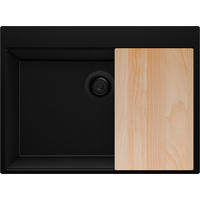 SPÜLBECKEN Oslo, 2-er set Alles Schwarz 68/50 cm 1 Becken + Ablauf-Set + Schneidebrett ab 70er Unterschrank - Beige/Schwarz, Kunststoff (68/20/50cm) - Primagran