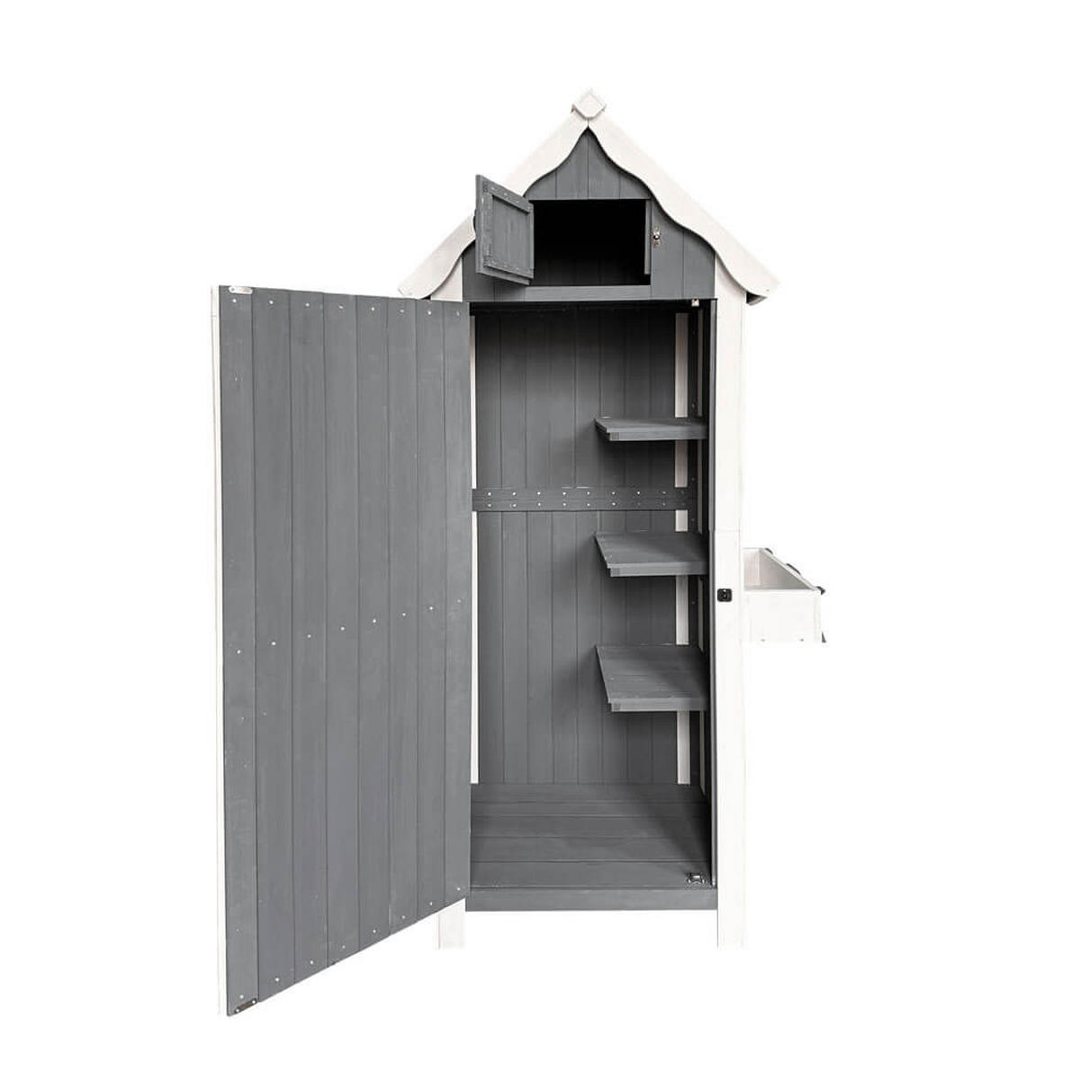 GARTENSCHRANK AUS HOLZ YANA - XL - Grau, Holz (77/179/54cm) - Home Deluxe