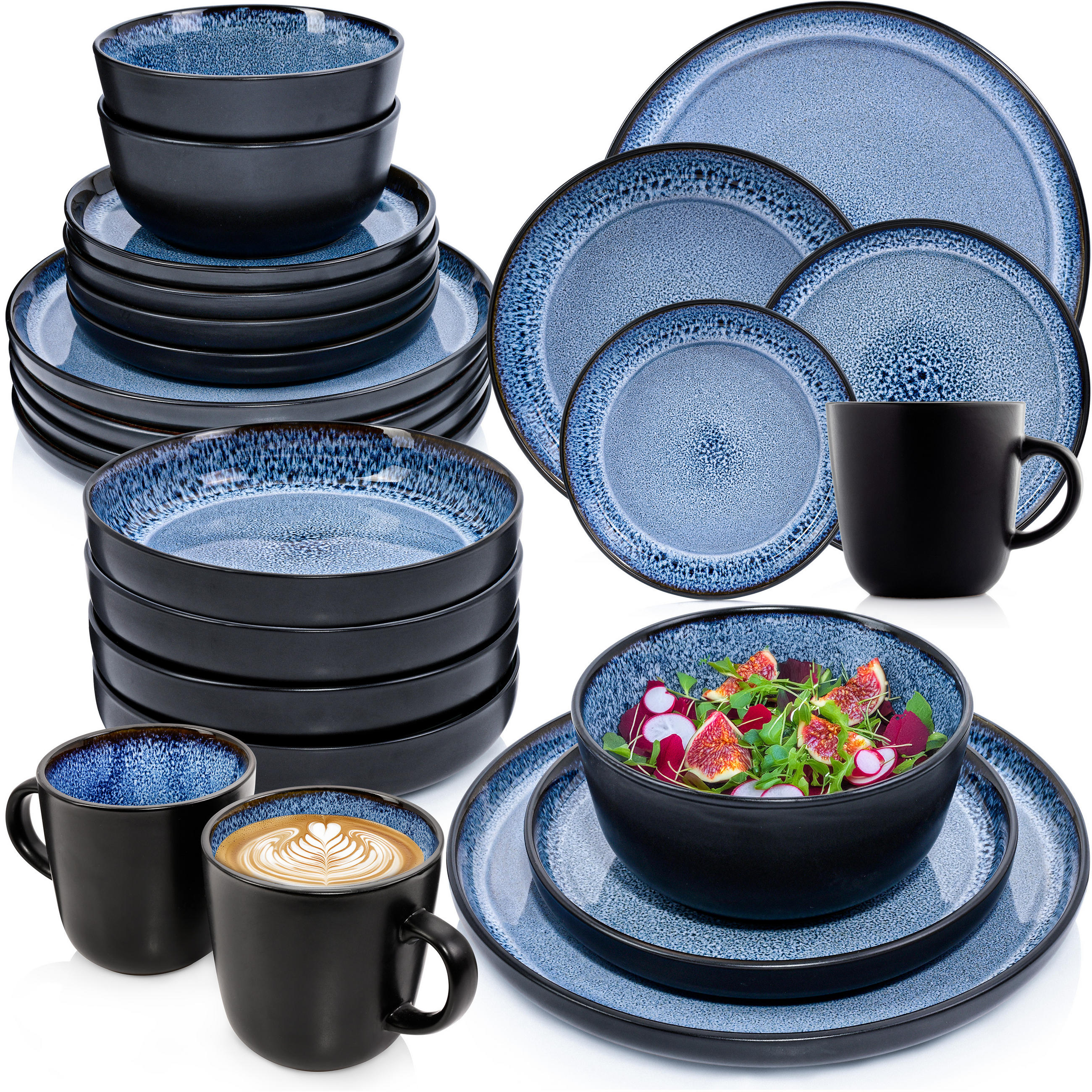 KOMBISERVICE ARUBA - 30-teilig aus Steingut - Blau, Keramik (44/45/54cm) - Sänger