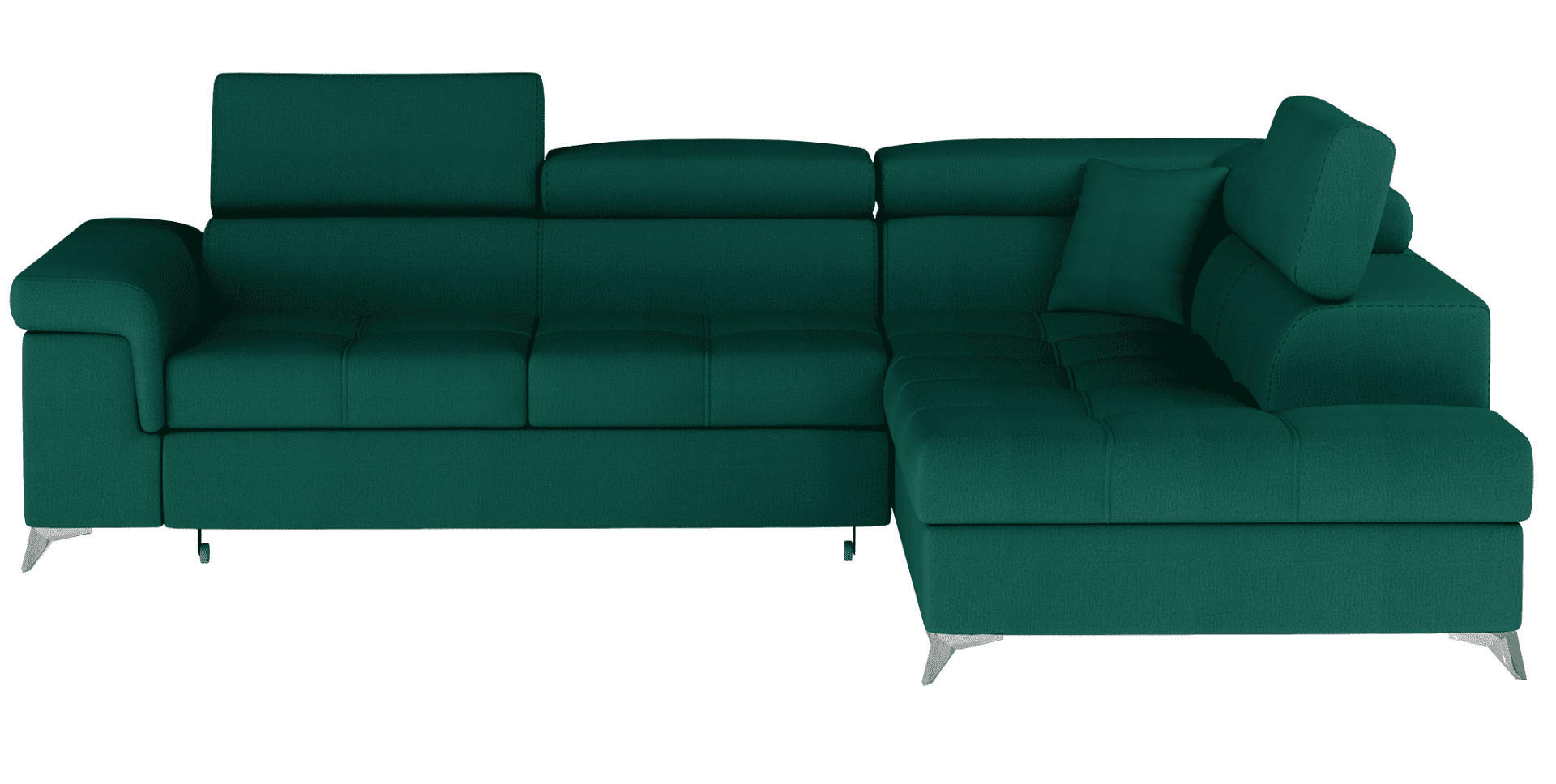 ECKSOFA mit Schlaffunktion und Bettkasten, pflegeleichter Monolith-Stoff - Chromfarben/Dunkelgrün, Textil/Metall (202/275cm) - Eltap