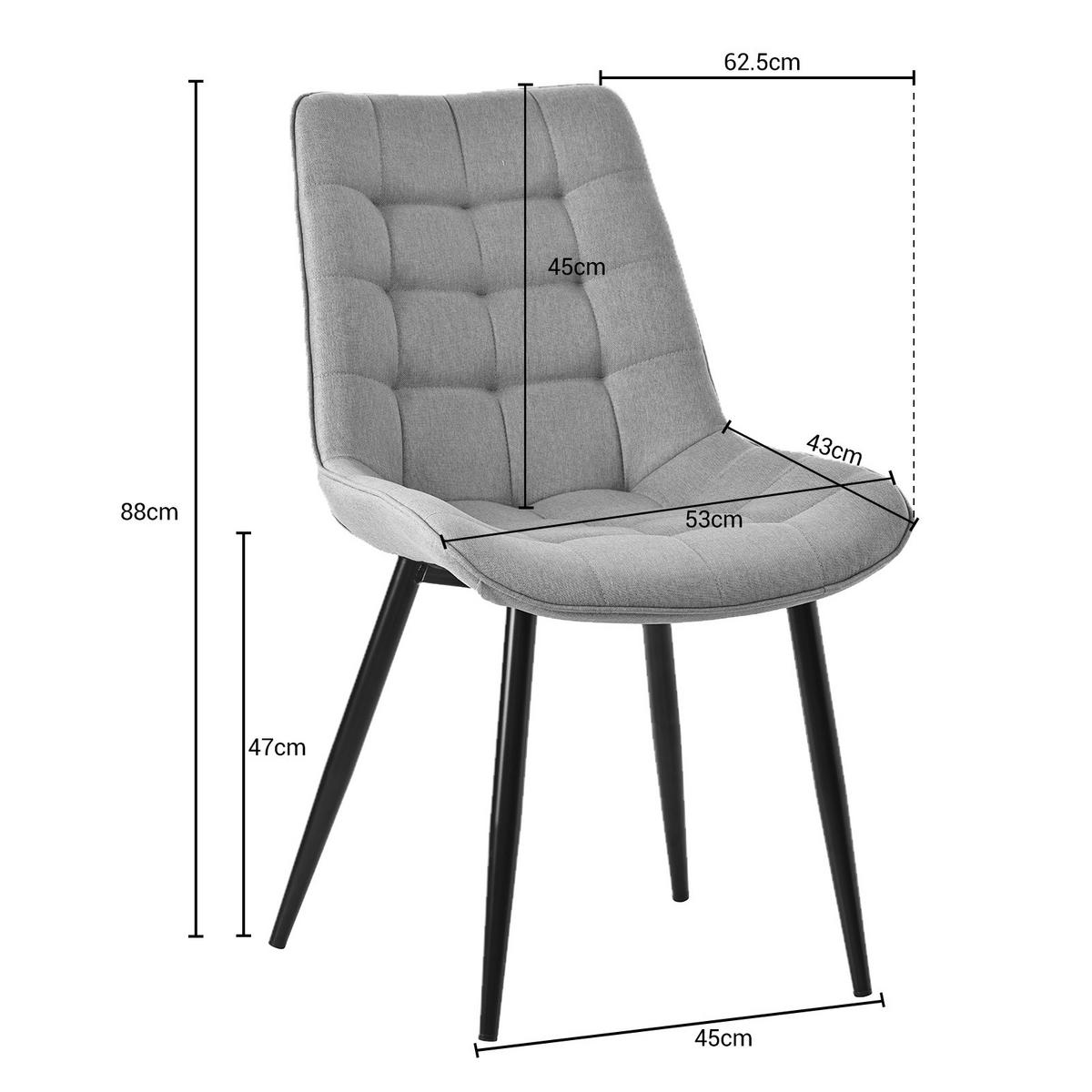 STUHL-SET 4 Stück Samt-YZ2 - Hellgrau, Textil (62.5/88/53cm) - HOMAVO