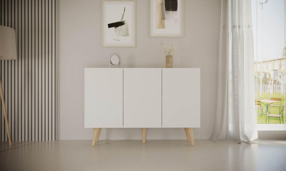 SIDEBOARD Ivy 120/95/40 cm in Weiß - Hellbraun/Weiß, Holz/Holzwerkstoff (120/95.5/39.9cm) - WFL GROUP