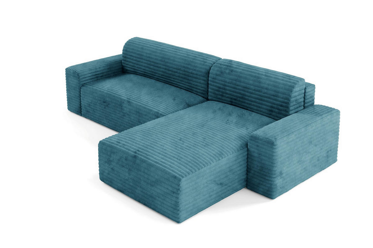 ECKSOFA mit Schlaffunktion Türkis - Türkis/Schwarz, Holz/Holzwerkstoff (300/185cm) - Furnisell