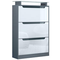 SCHUHSCHRANK Space Weiß Hochglanz - Weiß Hochglanz, Holzwerkstoff (89/128/23cm) - Vladon