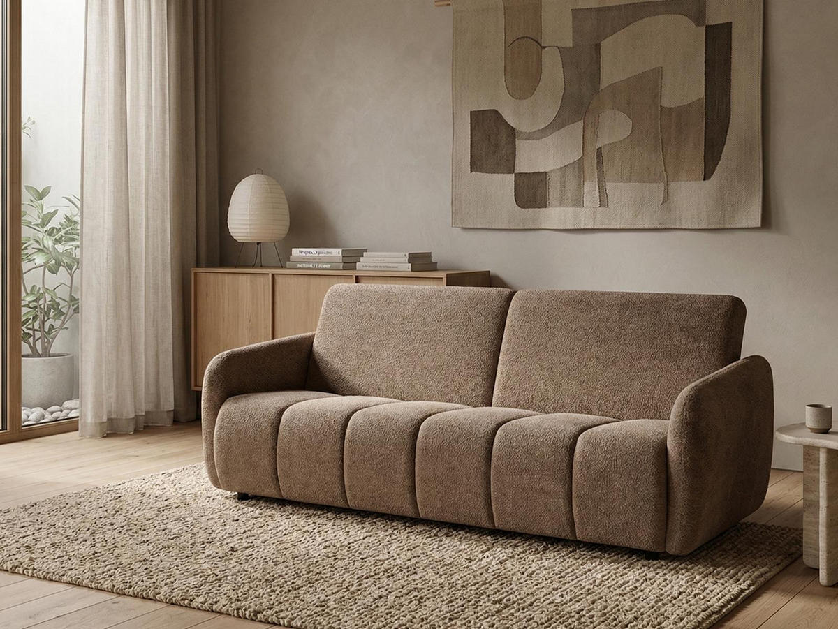 SOFA Kopiko Braun, mit Schlaffunktion und Bettkasten - Braun, Holzwerkstoff (225/93/100cm)