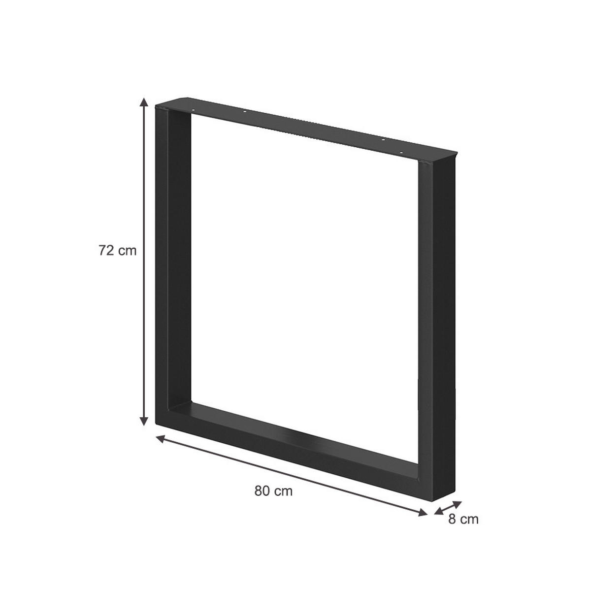 TISCHBEINE Schwarz 80 x 72 cm Quadratisch - Schwarz, Metall (80/72/8cm) - Vicco