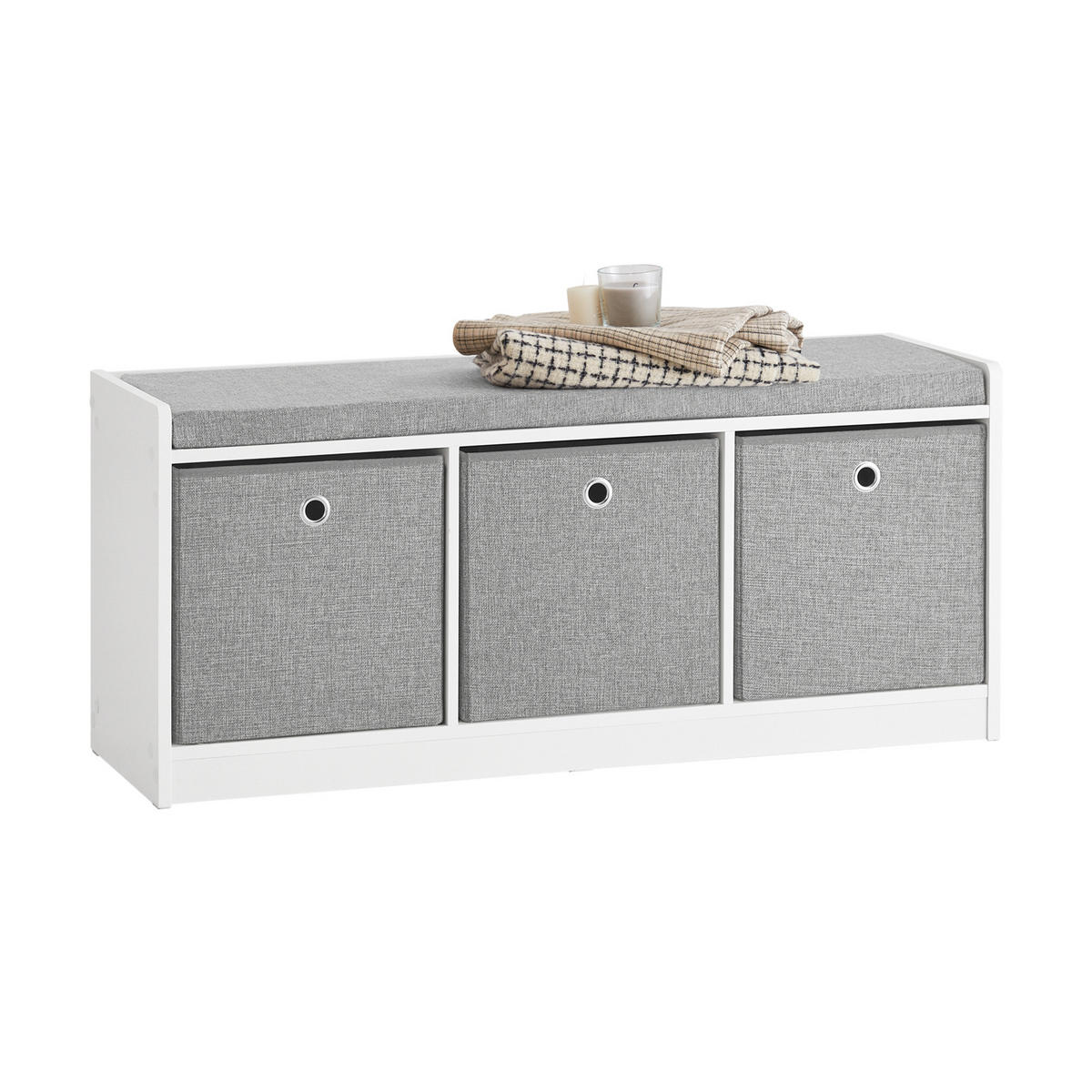 SCHUHBANK Grau - Weiß, Holzwerkstoff (102/45/32cm) - SoBuy