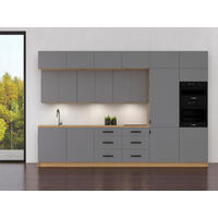 KÜCHENZEILE 360 cm - Langen K72-M360 - Beige/Schwarz, Holz/Metall (360/248/58cm)