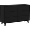 KOMMODE Home mit 6 Schubladen, 120 cm, ohne Griffe, Schwarz - Schwarz, Holzwerkstoff (120/80/40cm) - Beautysofa