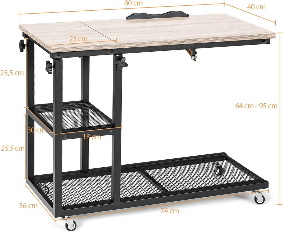 BEISTELLTISCH 95cm Holz - Braun, Holz (80/40/95cm) - COSTWAY