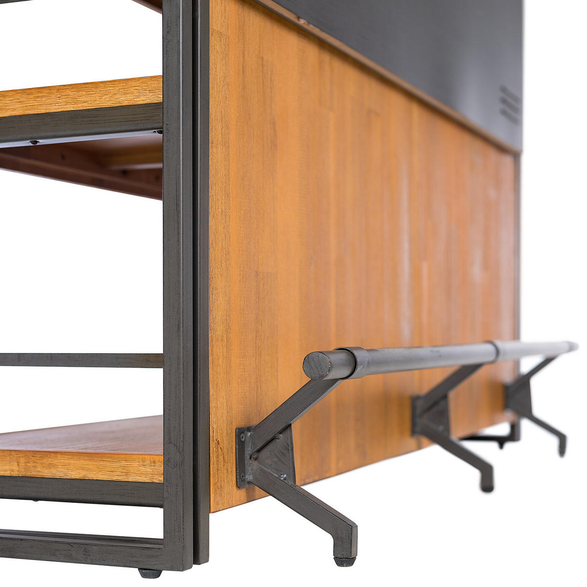 BAR - Akazie teilmassiv / Metall - Braun, Holz (140/105/52cm) - home24