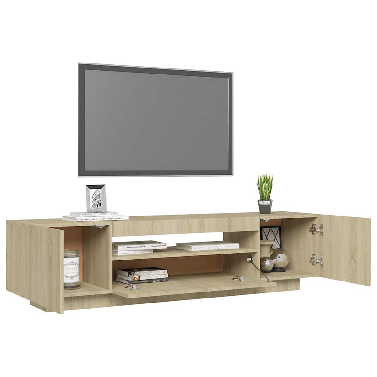 LOWBOARD mit Led-Leuchten 160/35/40 cm aus Holzwerkstoff in Sonoma-Eiche Dekor - Sonoma Eiche, Holz (160/40/35cm) - vidaXL