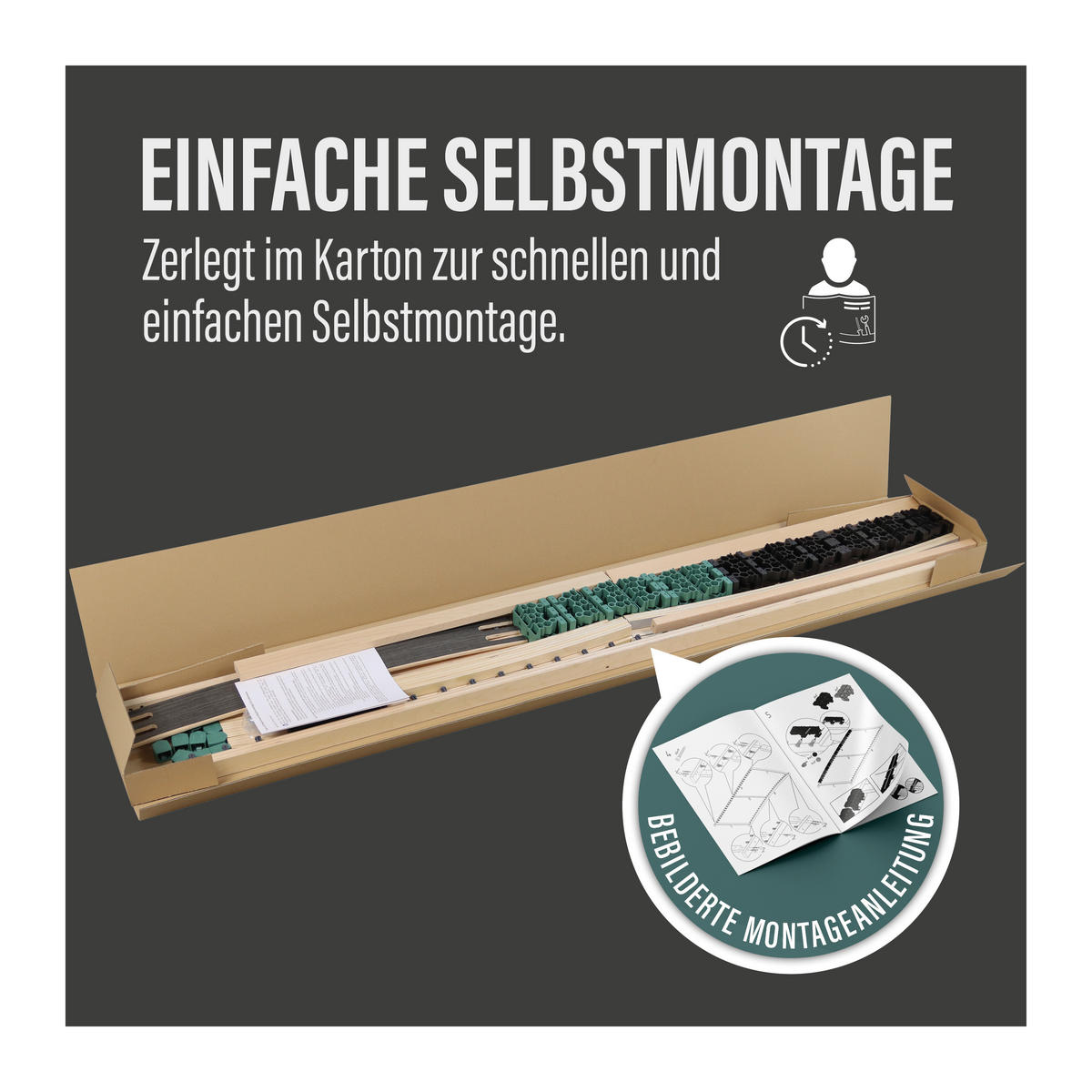 LATTENROST Premium Strong 200 - 140x200 cm, Buche, bis 200Kg belastbar 42 Latten - Braun, Holz (140/200cm) - Sleepneo