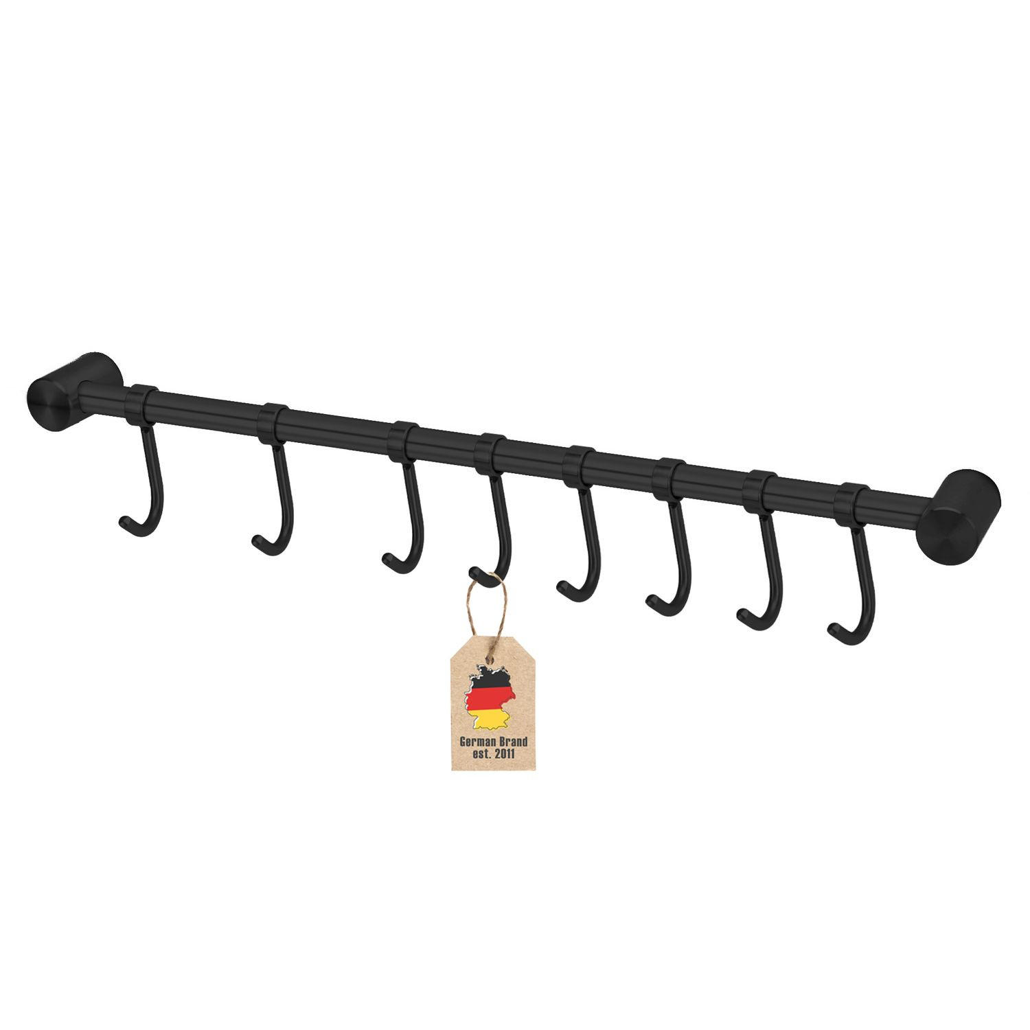 KÜCHEN HAKENLEISTE mit 8 Haken - Schwarz, Metall (3.4/2.2/47.7cm) - Intirilife