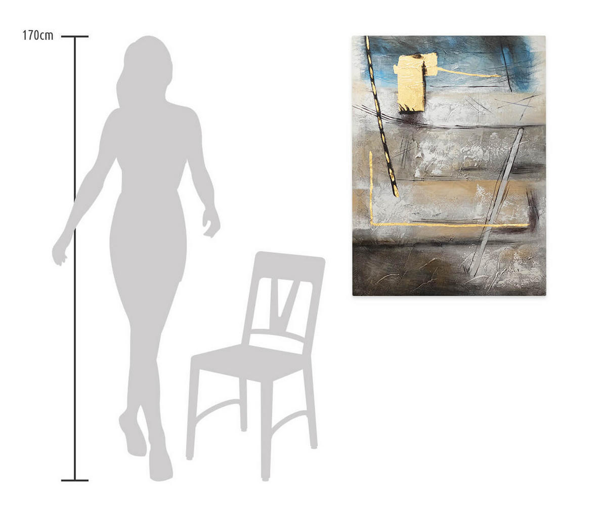 OLEJOMAĽBA 75/100 cm, Zvieratá - sivá, drevo/textil (75/100cm) - KUNSTLOFT