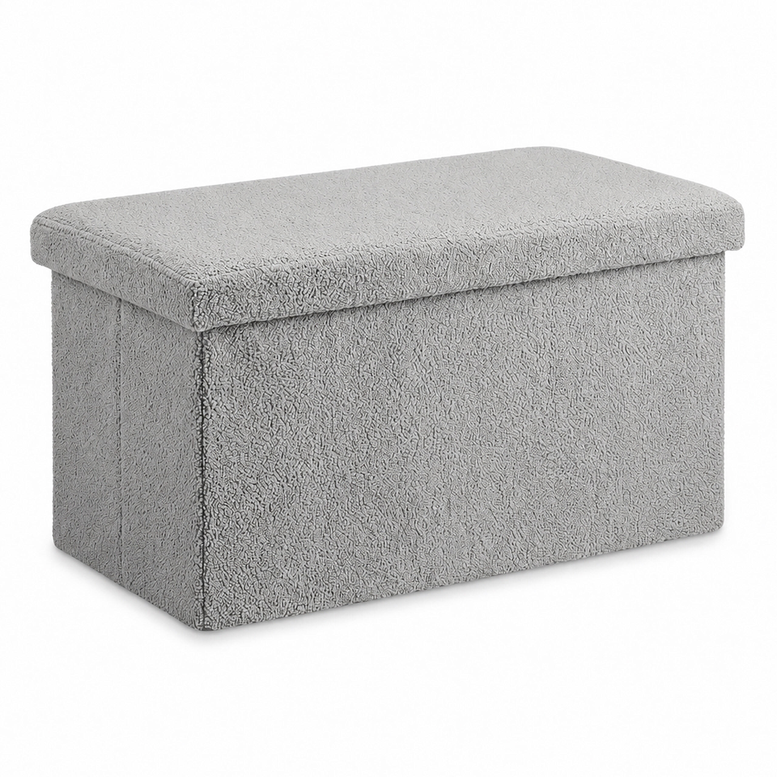 SITZBANK Grau Teddystoff Stauraum 38x76x38 cm - Grau, Holzwerkstoff/Textil (76/38/38cm) - Relaxdays