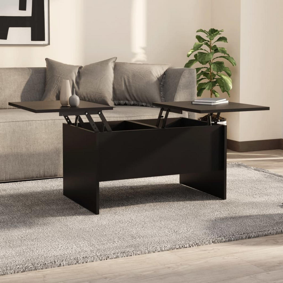 COUCHTISCH Schwarz 80x50x42,5 cm Holzwerkstoff - Schwarz, Holzwerkstoff (80/50/42.5cm) - furnicato