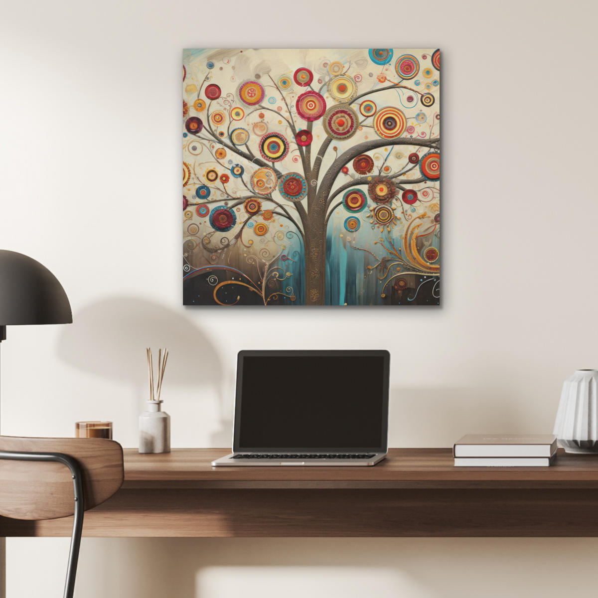 AKUSTIKBILD Baum - Baum des Lebens - Farbe Wandbilder 60x60 cm - Braun, Kunststoff (60/60/0.9cm) - MuchoWow