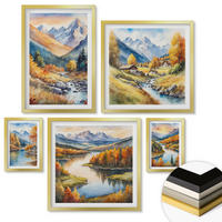 WANDBILDER 5er Set - 50x50 cm & 20x30 cm & 40x60 cm Goldrahmen - Ansichten der Zitronenarchitektur von Positano - Goldfarben, Kunststoff (40/60cm) - ArtPrintCave