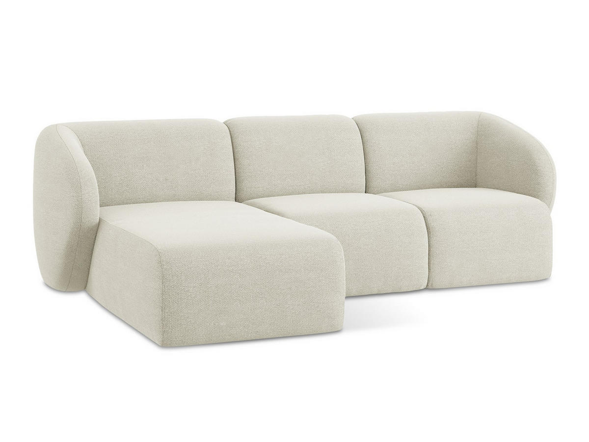 SOFAELEMENT Links Bouclé Stoff Beige - Sandfarben/Schwarz, Holzwerkstoff/Kunststoff (91/75/166cm) - Makamii