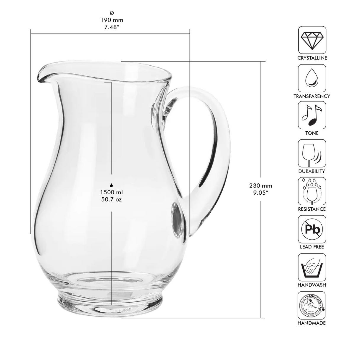 KRUG, 1500 ml, Handgemacht - Transparent, Glas (1.5L) - Krosno Glass