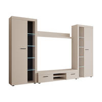 WOHNWAND Rumba XL mit LED Beleuchtung - Sandfarben, Holzwerkstoff (300/190/40cm) - MIRJAN24