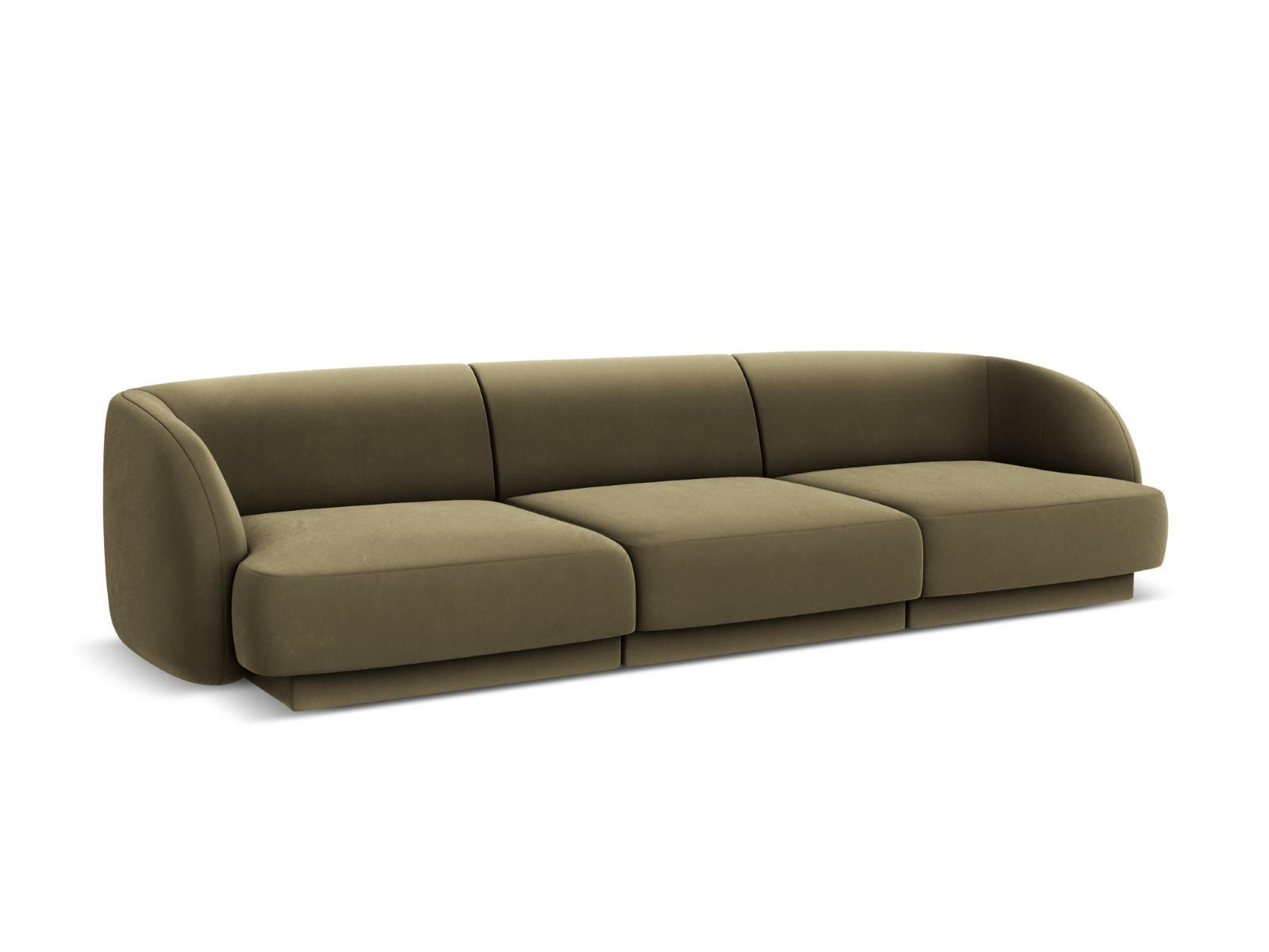 SOFA Miley aus Samt grün 3 Sitzplätze - Grün, Textil (90/70/255cm) - Micadoni