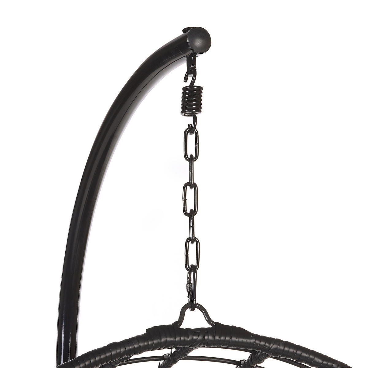 HÄNGESESSEL mit Gestell PE Rattan schwarz 97 cm Aspio - Schwarz, Kunststoff (99/199/97cm) - Beliani