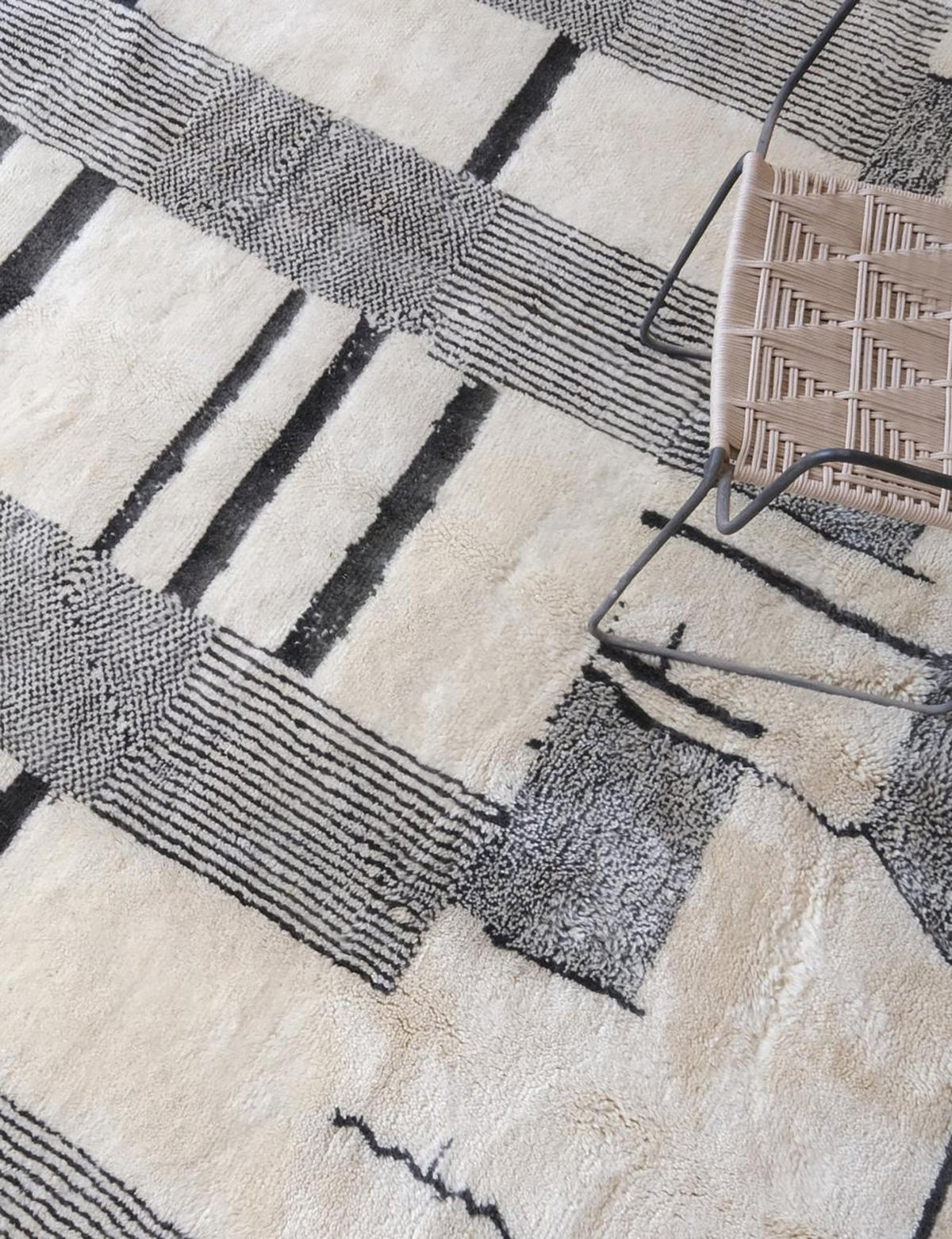 BERBERTEPPICH abstraktes Design aus reiner Wolle 300x 400 cm - Weiß, Naturmaterialien (300/400cm) - AFK Living