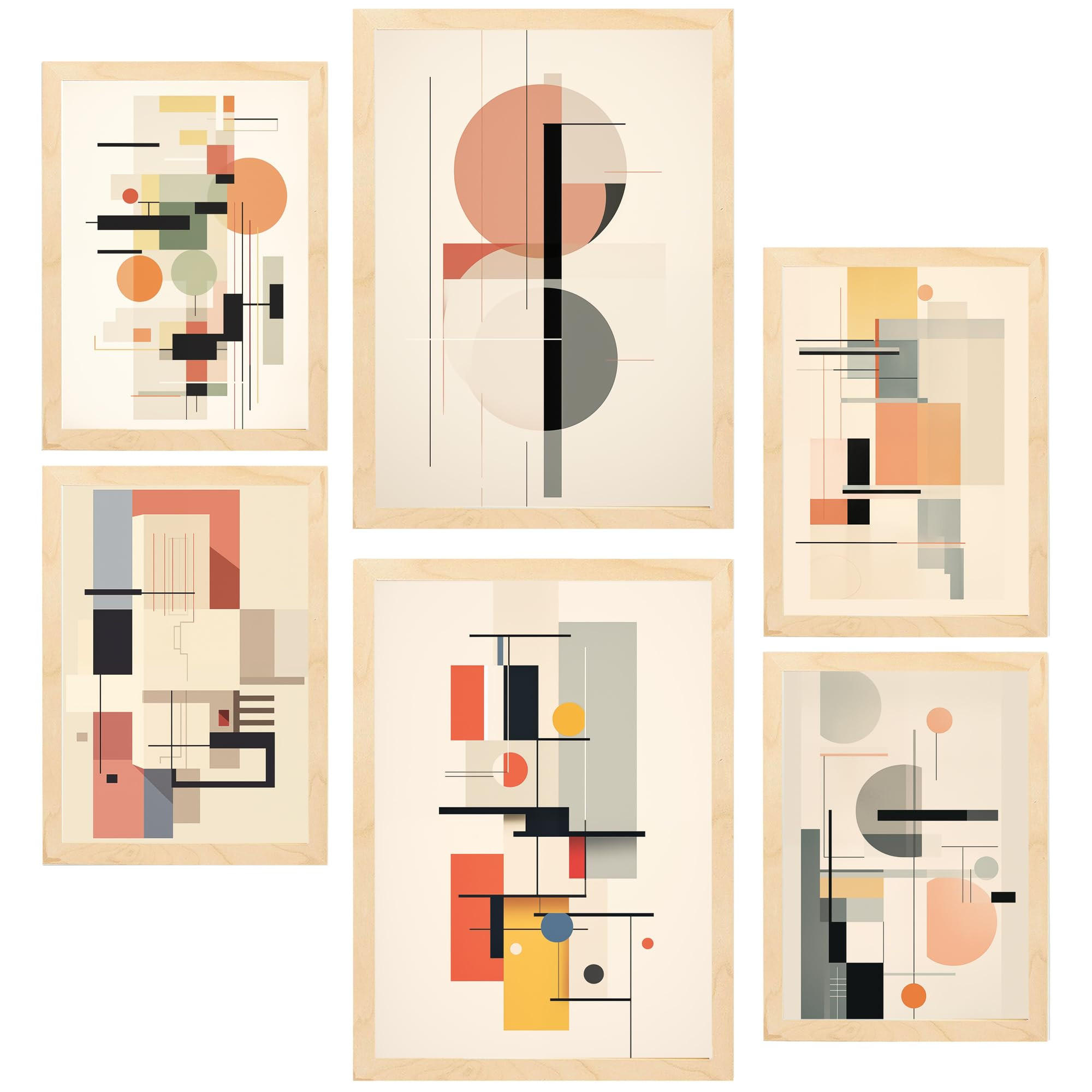 POSTER Set Mit 6 Bauhaus Celeste Graue Farben A3 & A4 - Beige, Papier (29/3cm) - Nacnic