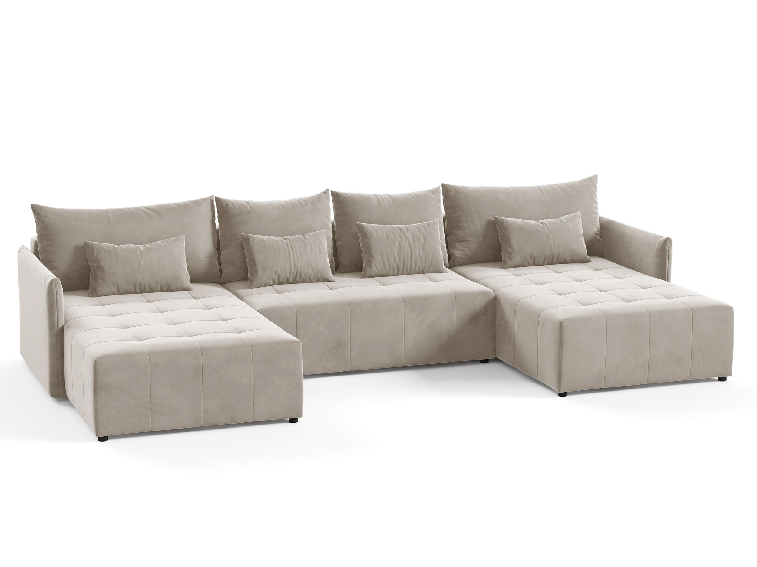WOHNLANDSCHAFT Leno U - Beige, Holz/Textil (365/80/180cm) - Sofnet