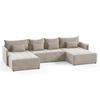 WOHNLANDSCHAFT Leno U - Beige, Holz/Textil (365/80/180cm) - Sofnet