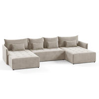 WOHNLANDSCHAFT Leno U - Beige, Holz/Textil (365/80/180cm) - Sofnet