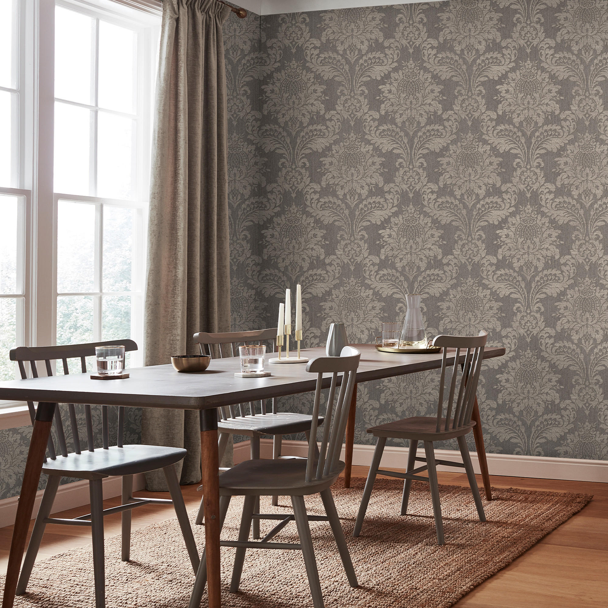 VLIESTAPETE Archiv Damast - Taupe, Papier/Kunststoff (52/1000cm) - Boutique