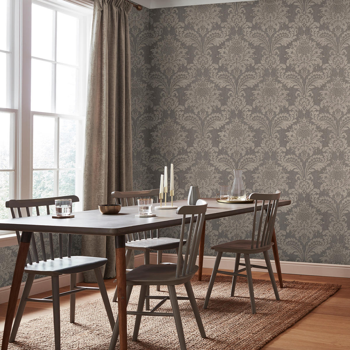 VLIESTAPETE Archiv Damast - Taupe, Papier/Kunststoff (52/1000cm) - Boutique