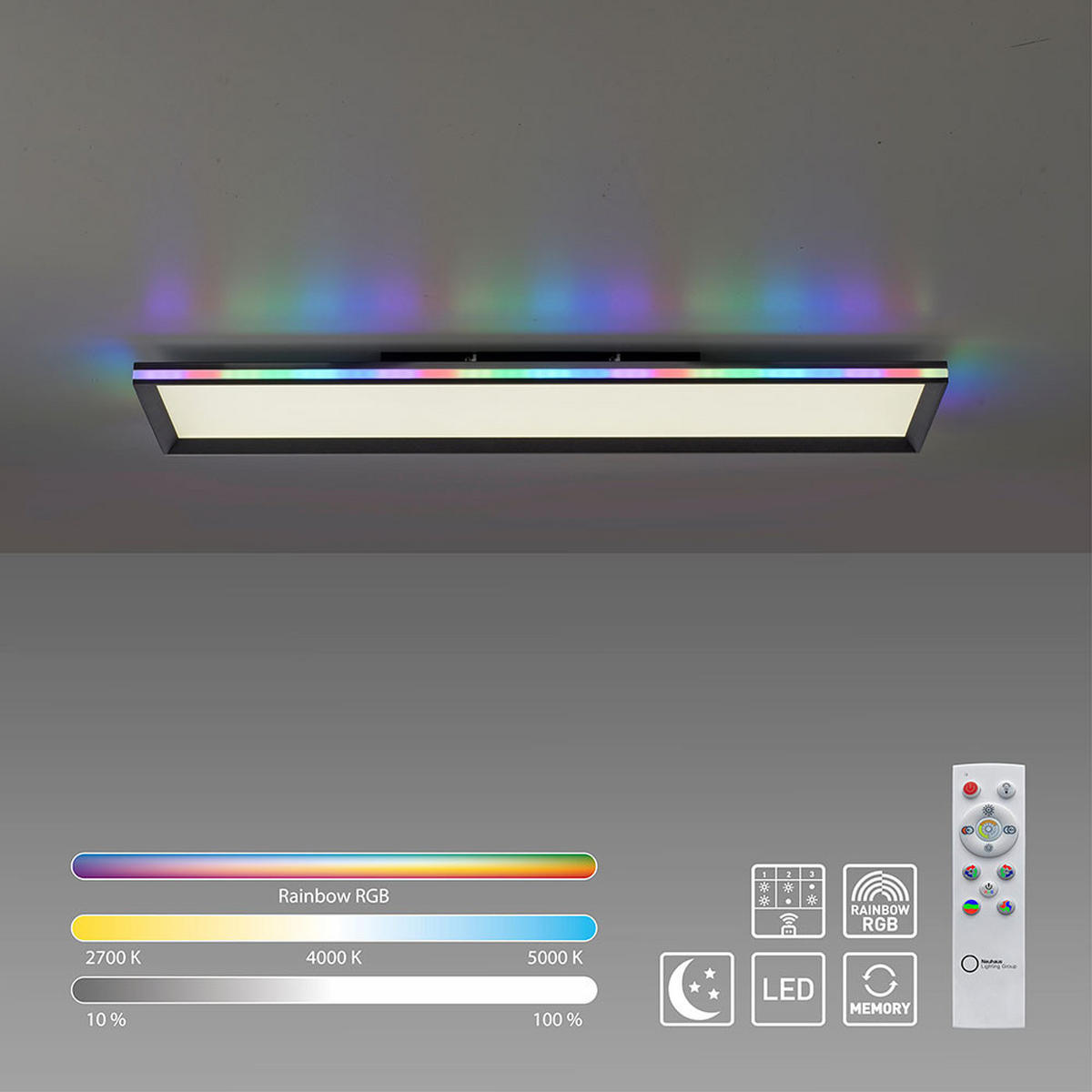 LED DECKENLEUCHTE Schwarz 100 cm - Schwarz, Metall (100/25/6cm)