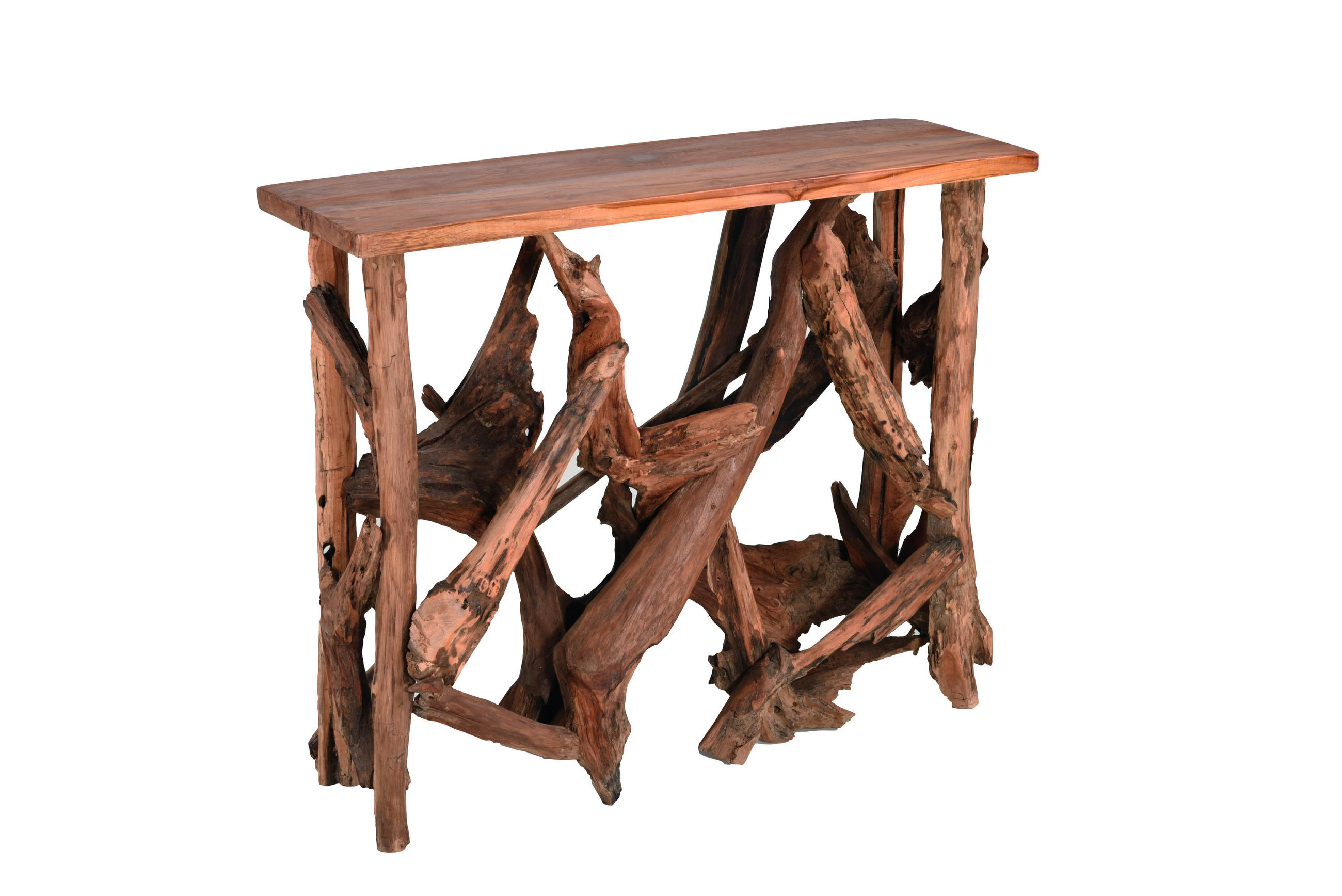 TISCH Tim Teakwurzel Design Teak Natur 81x30x99cm - Hellbraun, Holz (99/30/81cm) - DELUKE